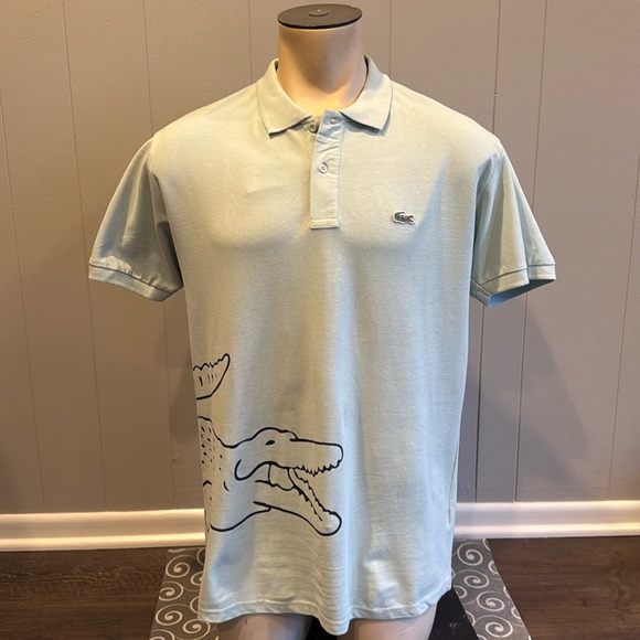 Z Lacoste Men’s XXL Short Sleeve Polo Shirt Large Graphic Print Embroidered - Picture 1 of 8